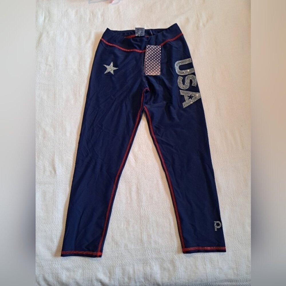 Plum Adult XS blue cropped legging dance gymnastics practicewear NWT